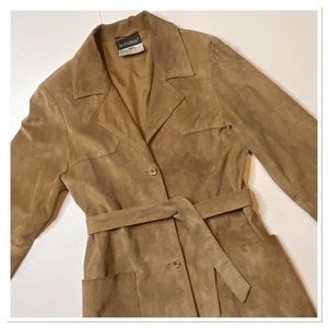Vintage Le Chateau Sz M Suede coat leather tan